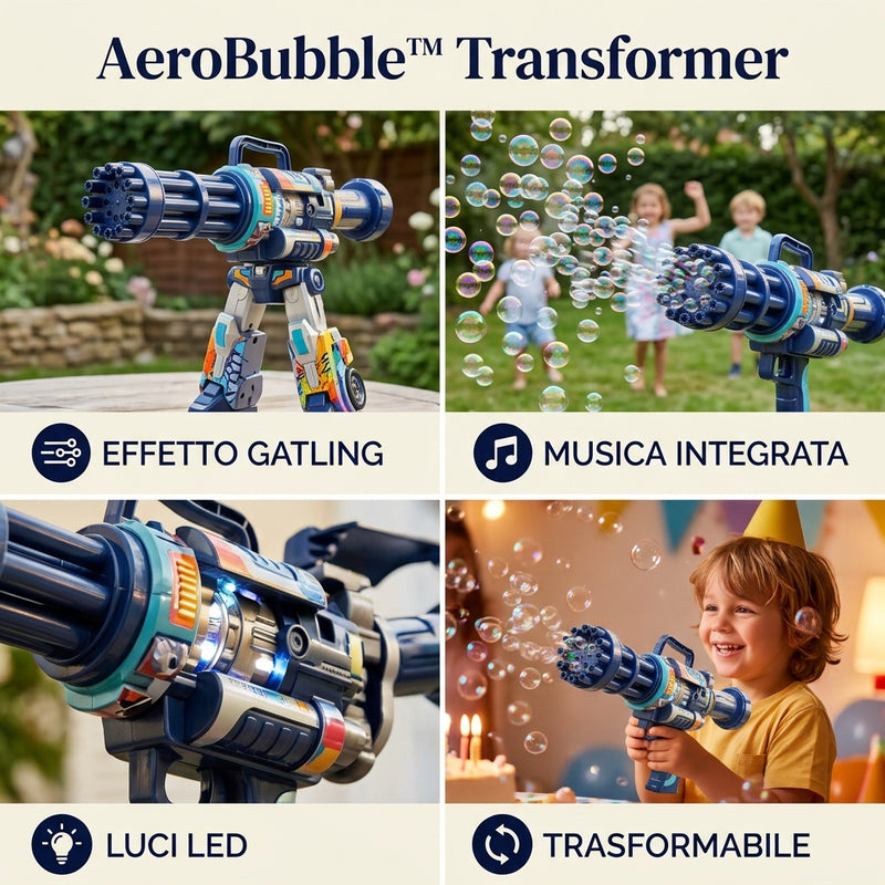 NeoGlow™ Bubble Blaster - Pistola Sparabolle Automatica Trasparente con LED 🫧🔦