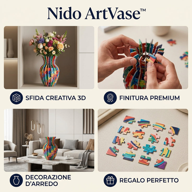 Nido ArtVase™ - Vaso Decorativo 3D Puzzle | Arredamento Creativo 🏺🧩