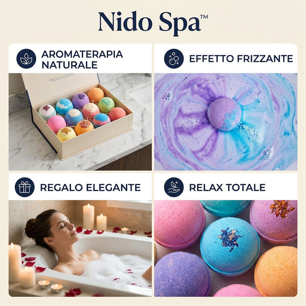Nido Spa™ - 12 Bombe da Bagno Artigianali | Set Regalo Aromaterapia 🛁🌈